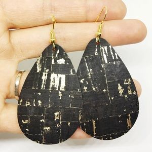 Black and gold teardrop earrings